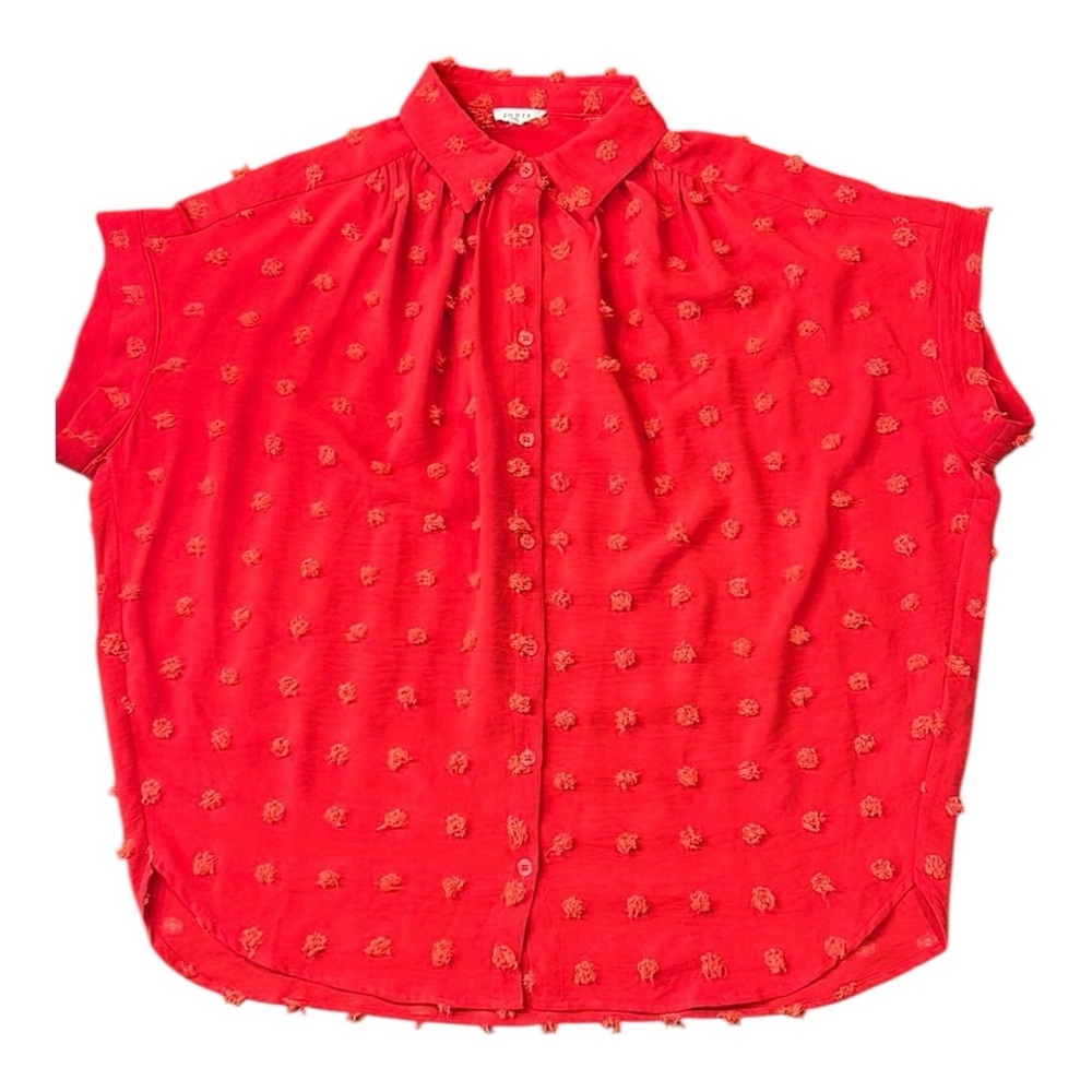 Jodifl Short Sleeve Swiss Dot Loose Fit Top Red Size Small - Picture 12 of 13
